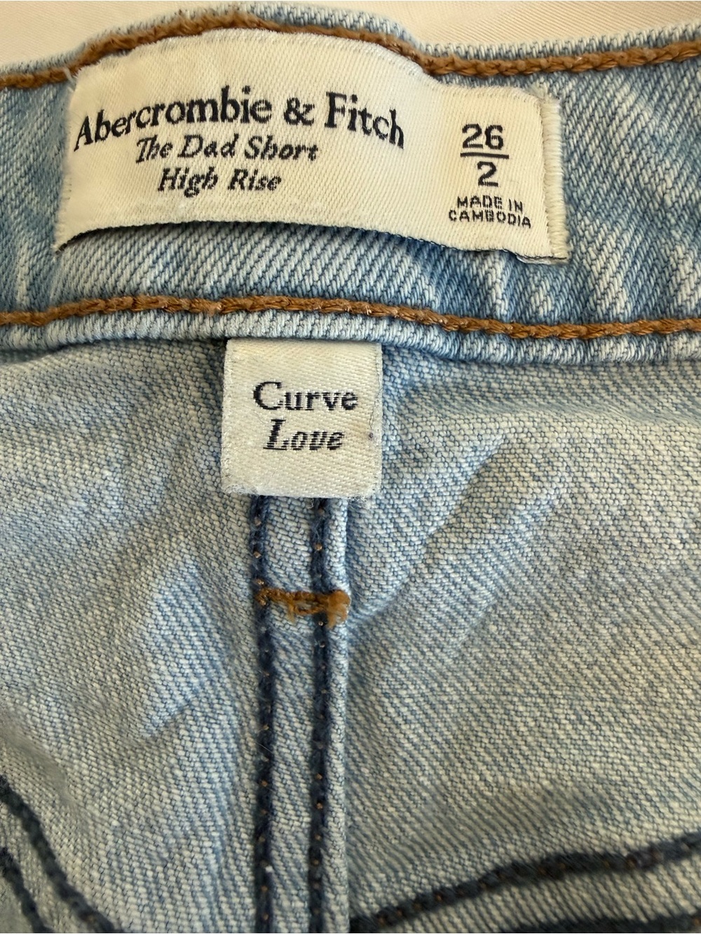 Abercrombie & Fitch High Rise Dad Shorts Light Wash Denim 2/26 Curve Love - Picture 8 of 11